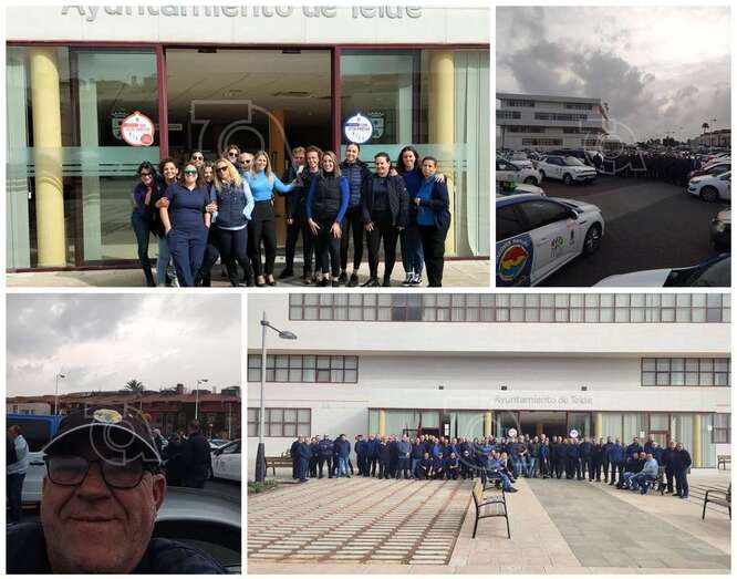 Imágenes de la concentración de taxis este martes a las puertas del Ayuntamiento de Telde/TA.